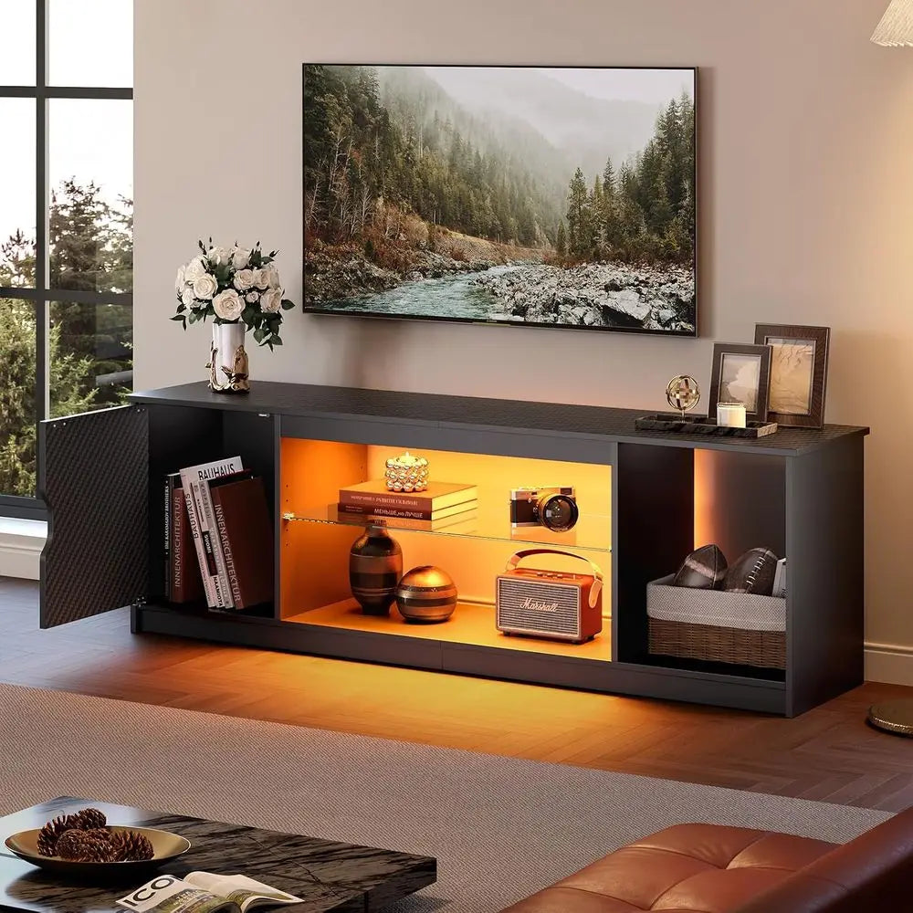 Modern Gaming TV Stand Entertainment Center With RGB Lighting