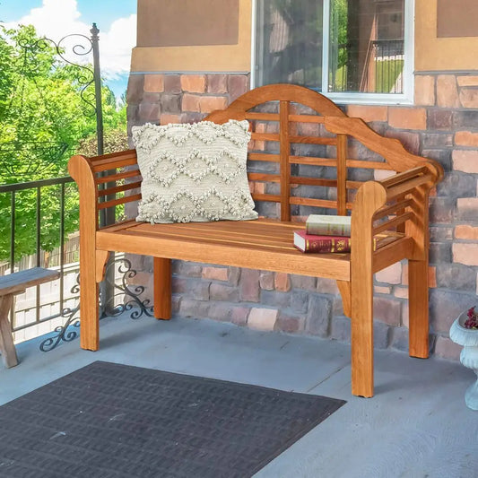 Folding Wooden Bench Outdoor Garden Patio High Backrest Crownlike