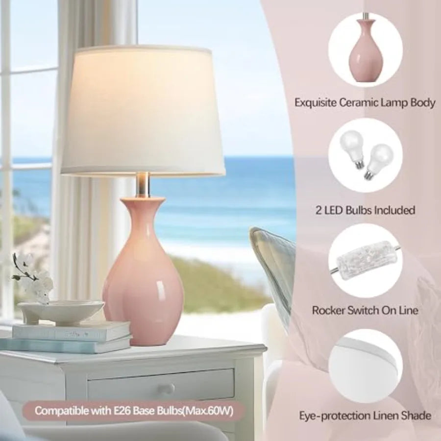 Modern Ceramic Table Lamps Set Of 2 For Bedroom And Living Room