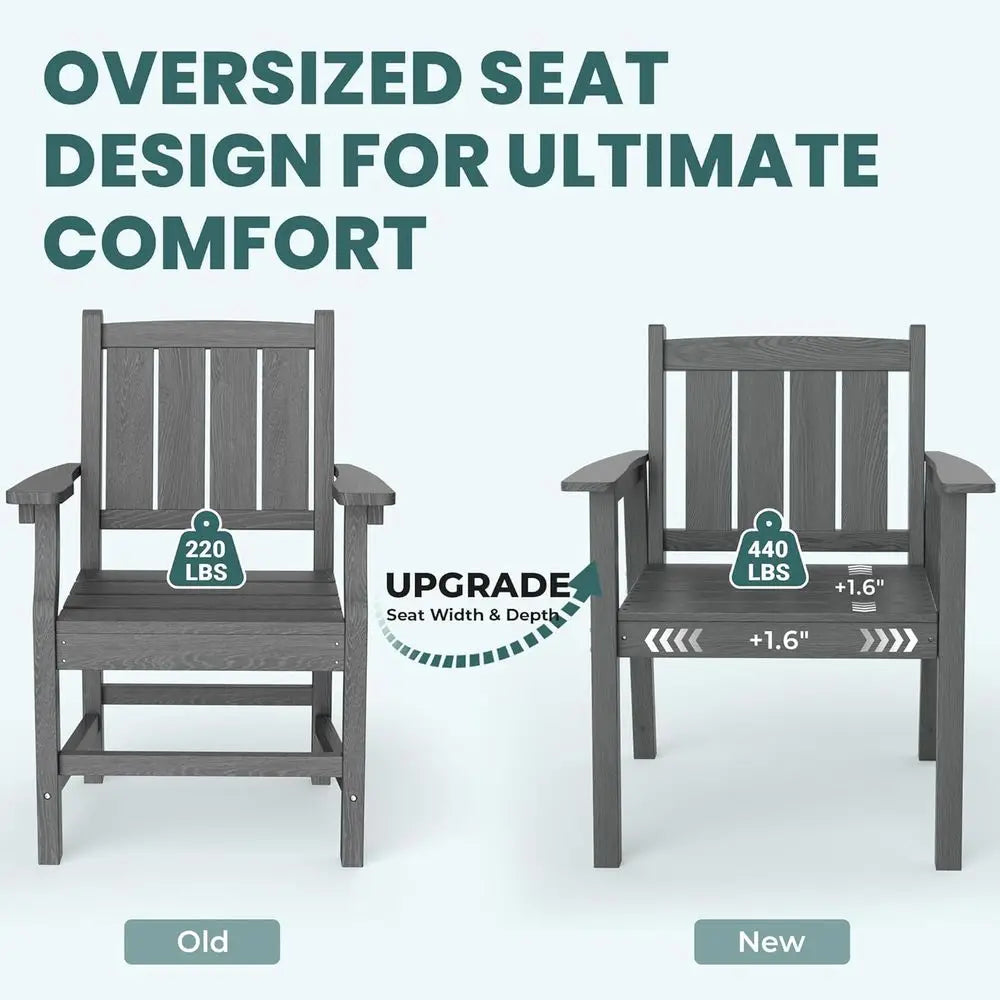 HDPE Outdoor Dining Set With Wood Grain Table Weatherproof