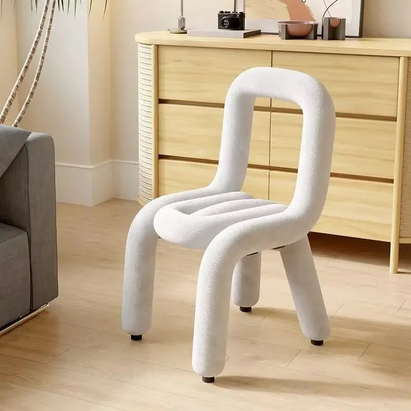 Plush Irregular Velvet Makeup Chair For Girls Bedroom