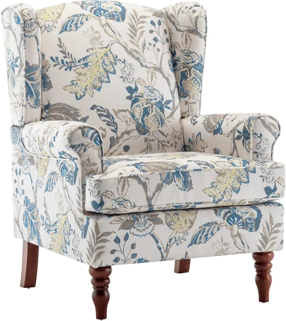 Floral Accent Chair High Back Upholstered Armchair Living Room