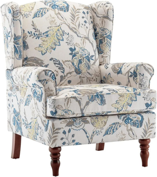 Floral Accent Chair High Back Upholstered Armchair Living Room