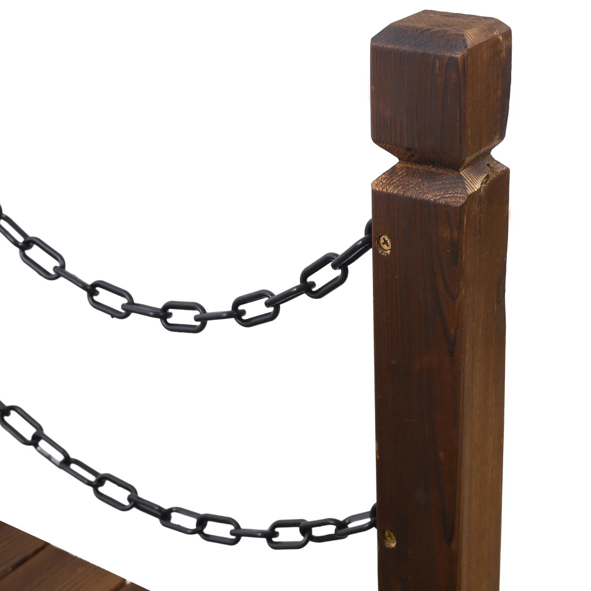 Wooden Garden Footbridge With Chain Railings for Decorative Pond