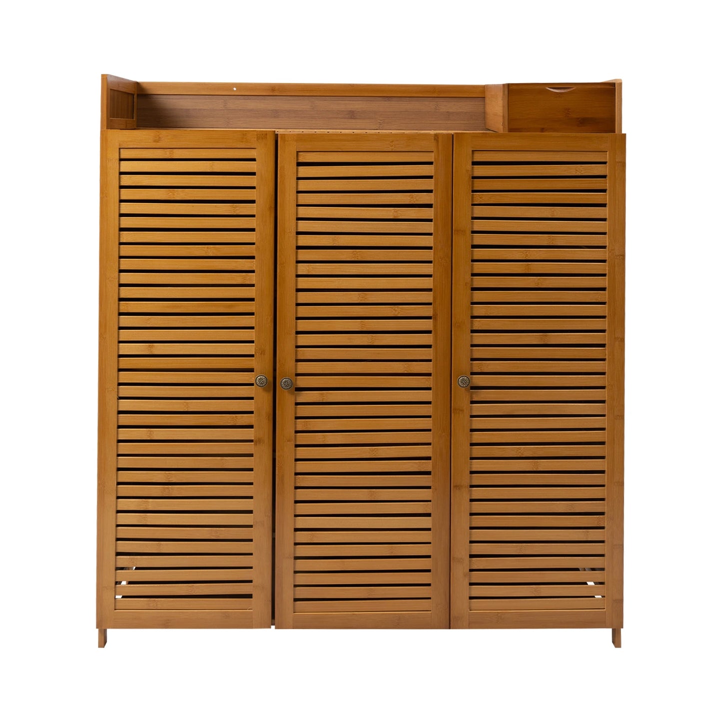 MDF Bamboo Shoe Cabinet With Doors for Hallway Storage