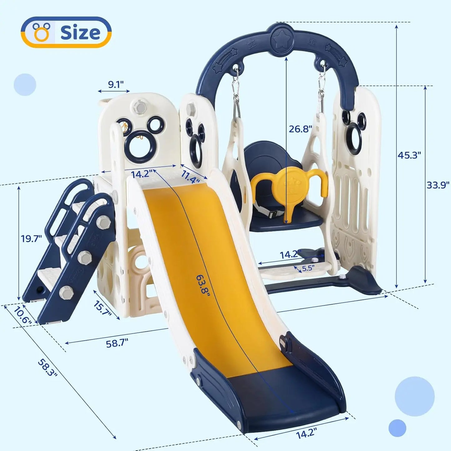 Kids Durable Playground Swing Slide Climber 6 in 1