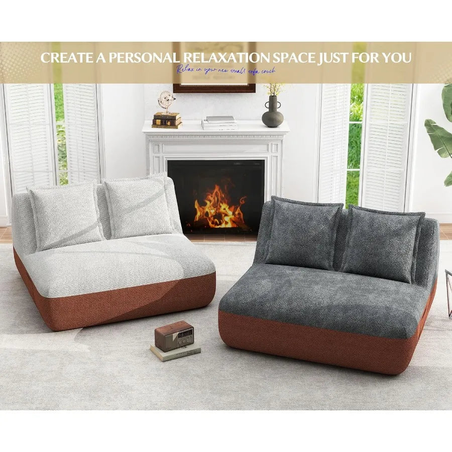XIUWO Armless Loveseat Sofa With Side Pocket Living Room