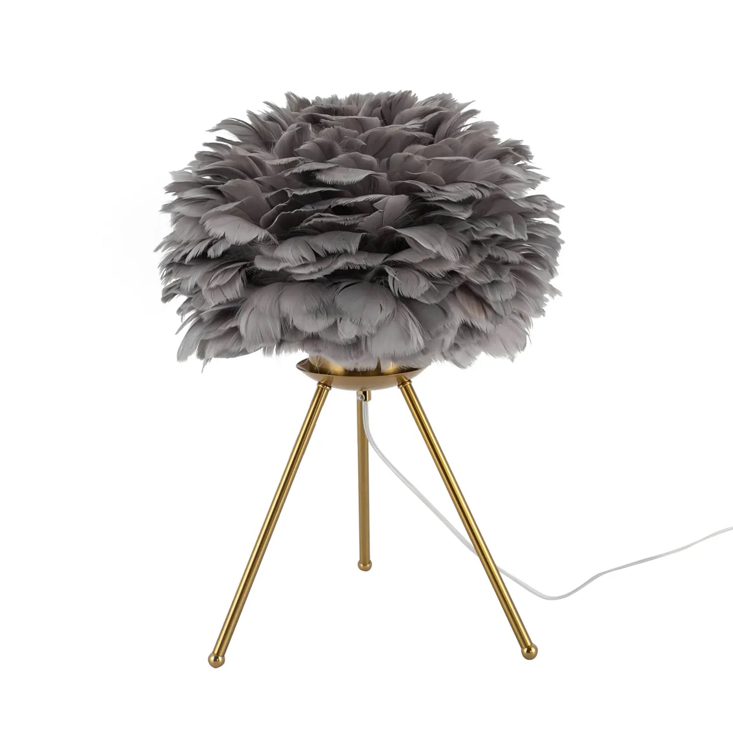 Grey Feather Tripod Desk Lamp For Study Living Room