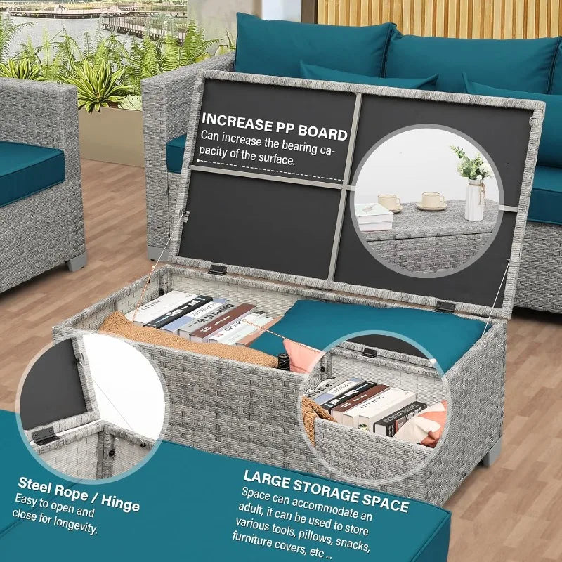 Patio Furniture Set 6 Piece Outdoor Wicker Rattan Conversation