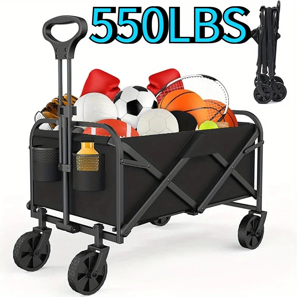 Collapsible Wagon Cart Foldable Beach Wagon All Terrain Wheels