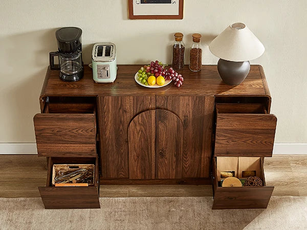 ONBRILL Modern Curved Sideboard With Arched Doors And Adjustable Shelves