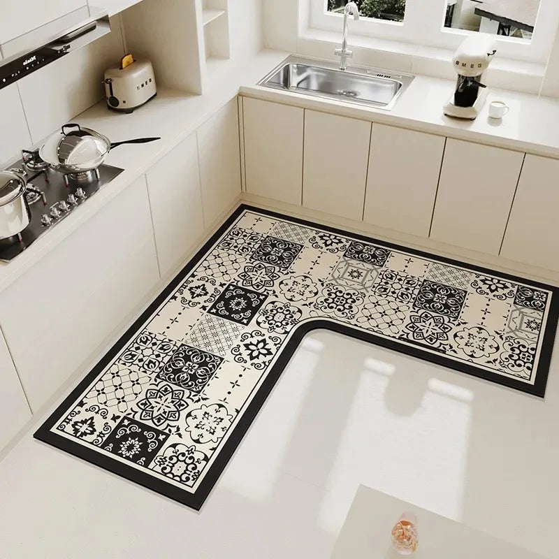 Luxurious L Shaped PVC Kitchen Carpet Non Slip Mat