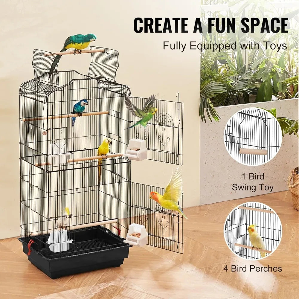 Stainless Steel Open Top Parrot Cage For Large Birds