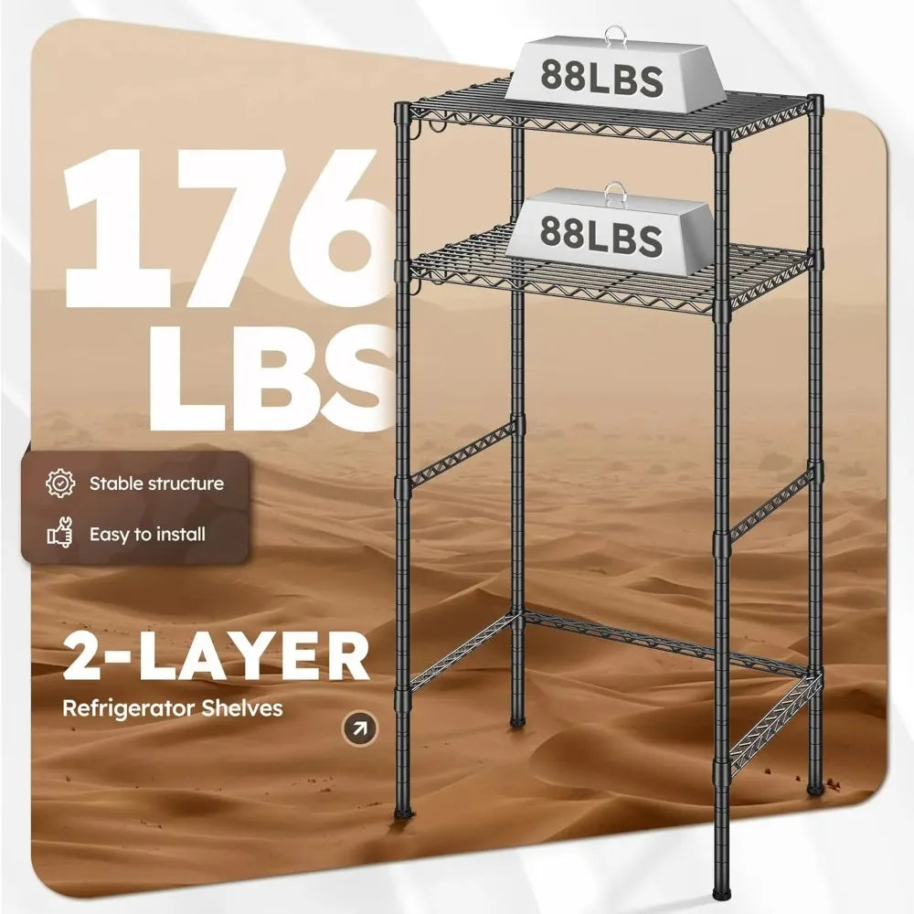 2 Tier Mini Fridge Shelving For Dorms Steel Storage