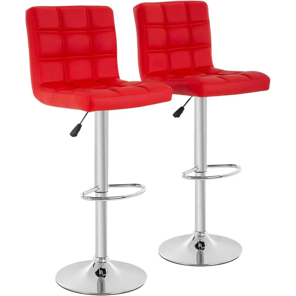 Bar Stool Set Adjustable Swivel PU Leather Chair Modern