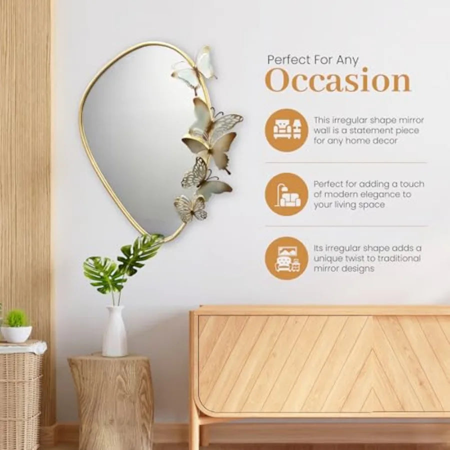 Decorative Butterfly Mirror With Irregular Shape For Living Room