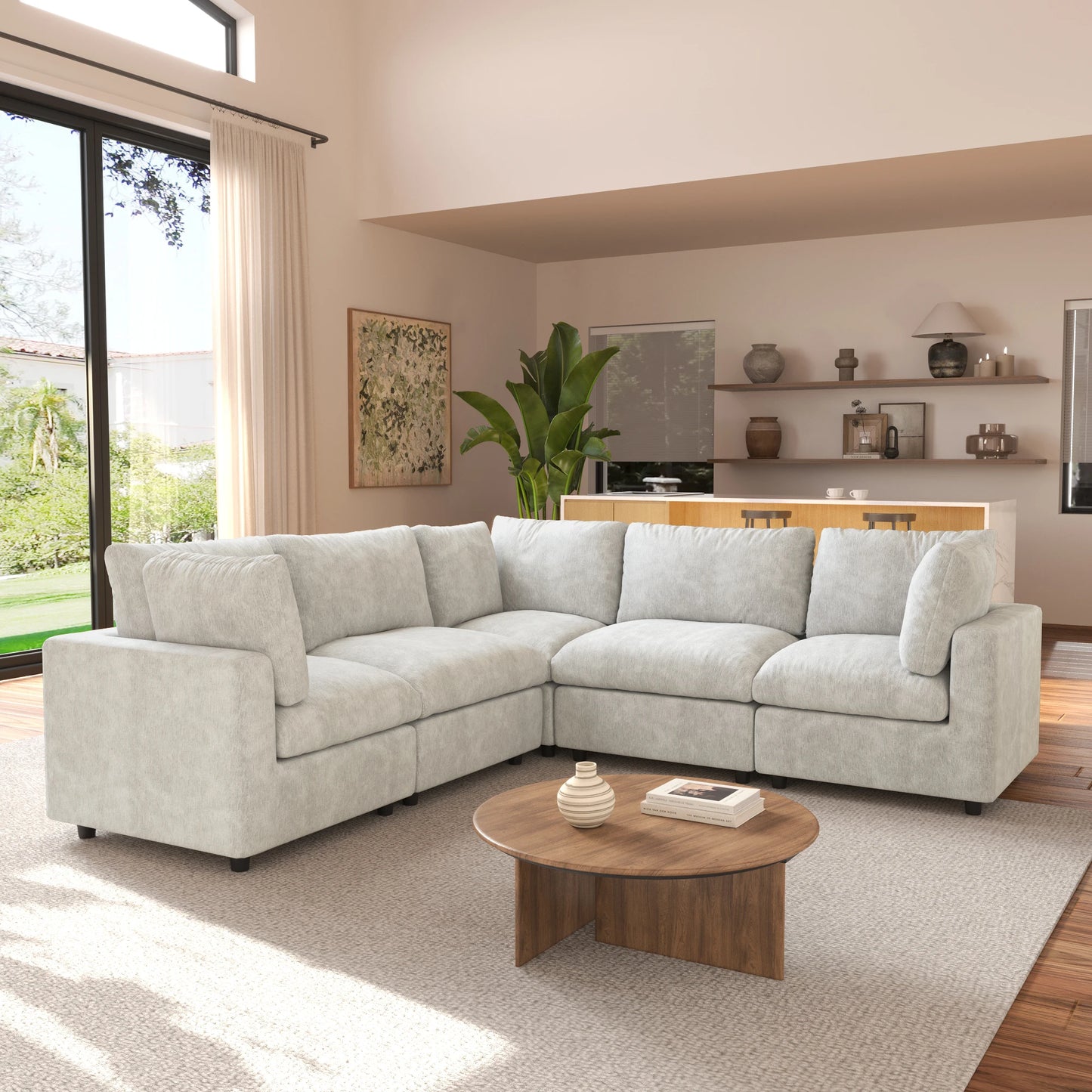 Guangdong V Shape Corner Sectional Sofa Convertible Couch