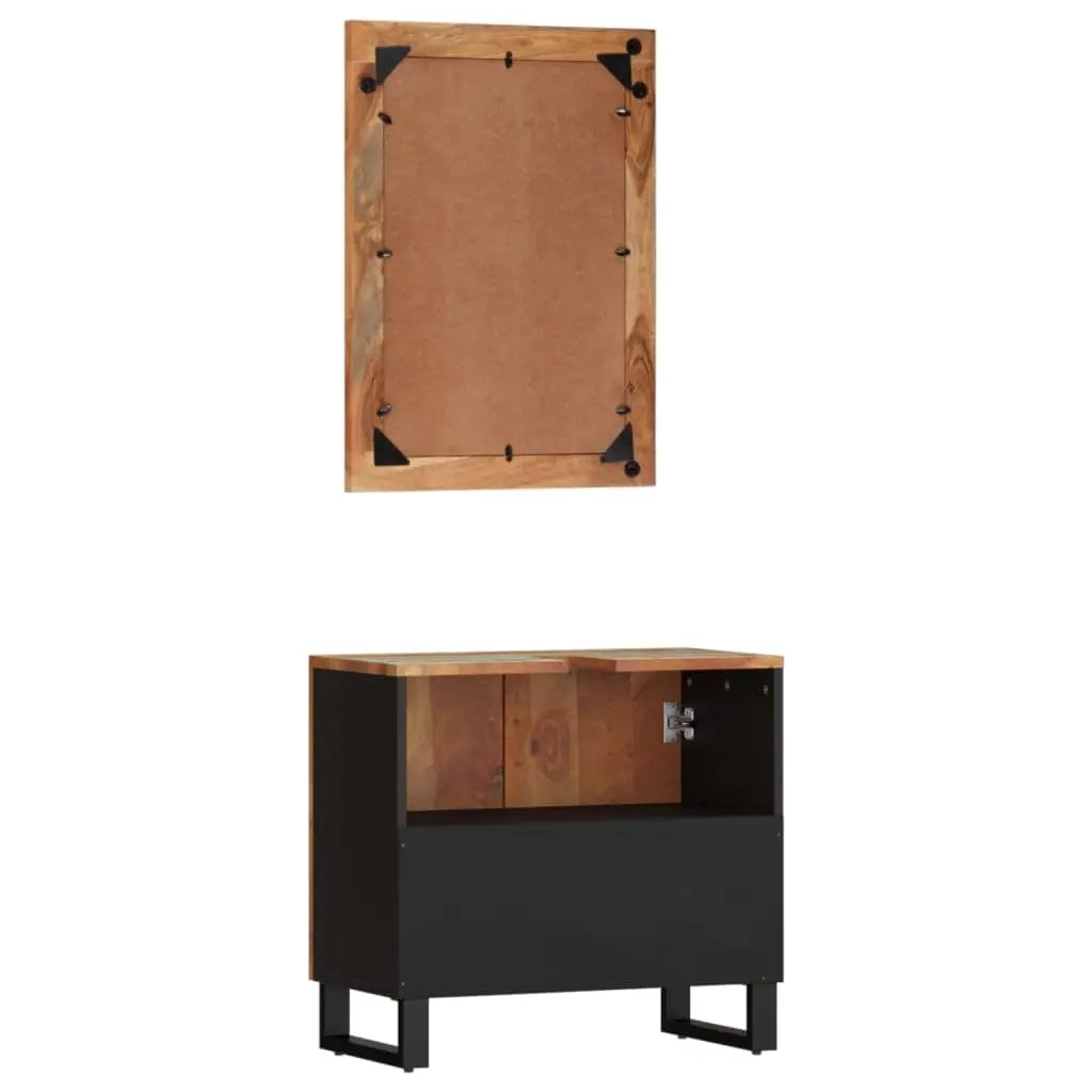 Rustic Reclaimed Wood Bathroom Furniture Vanity And Mirror Set
