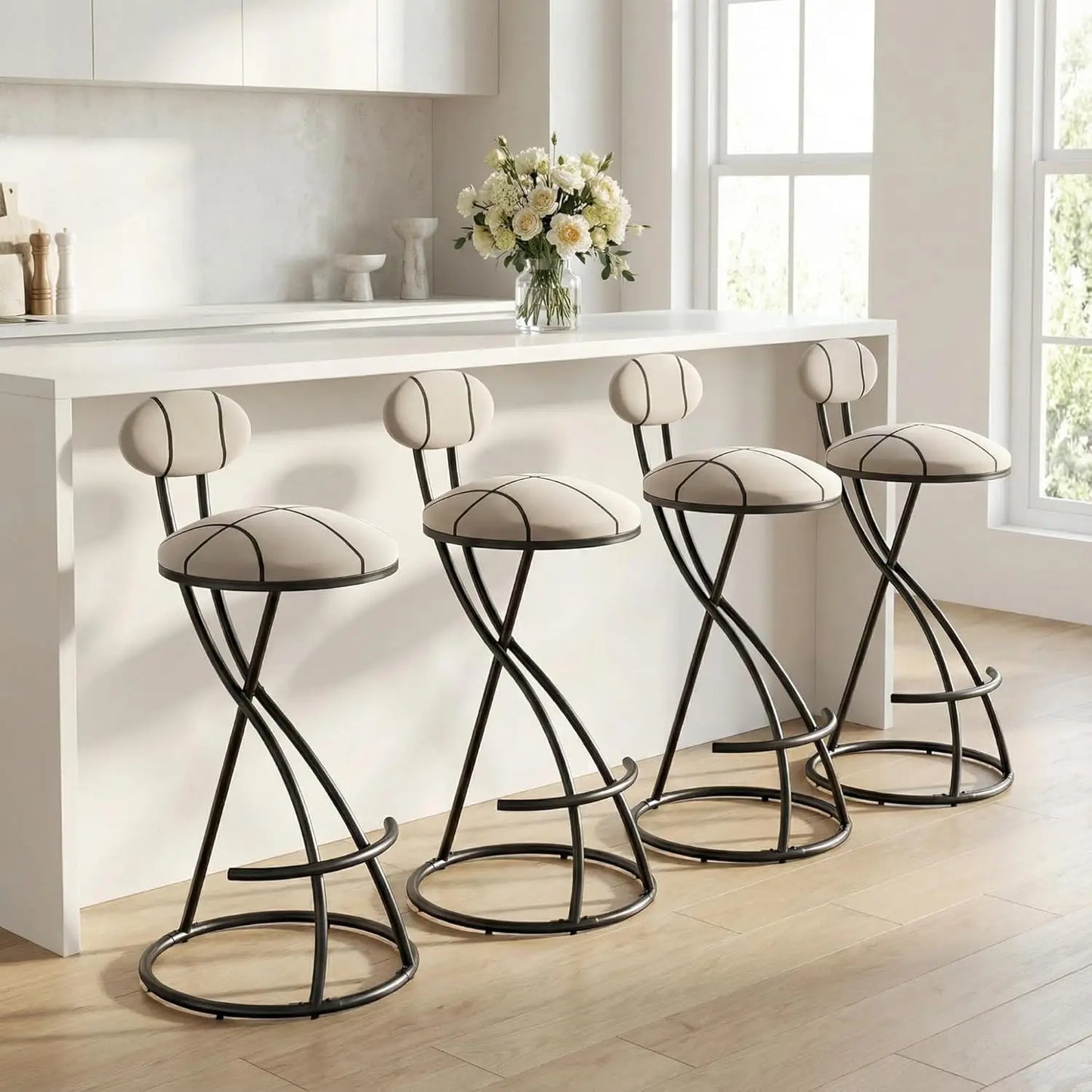 Frame Velvet Bar Stools Set Of Four