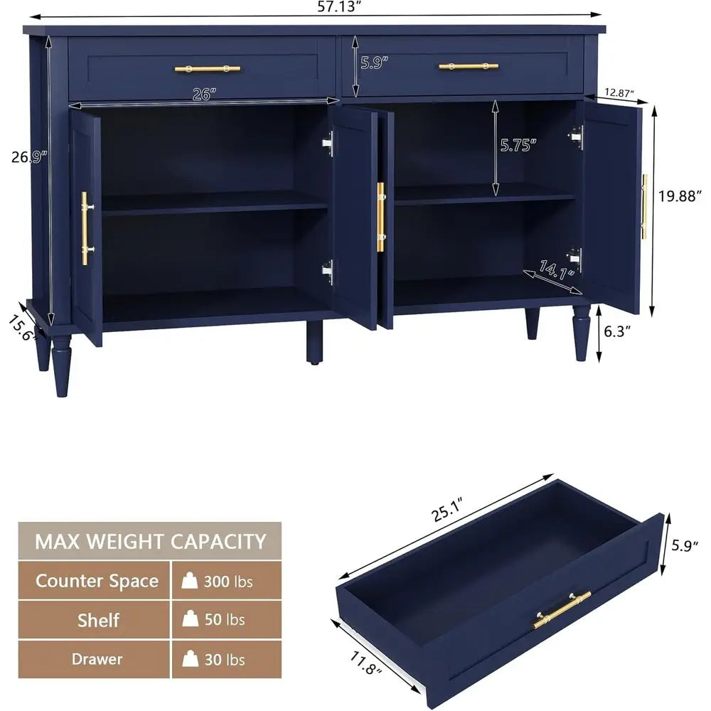Sideboard Buffet Cabinet With Storage and Adjustable Shelves