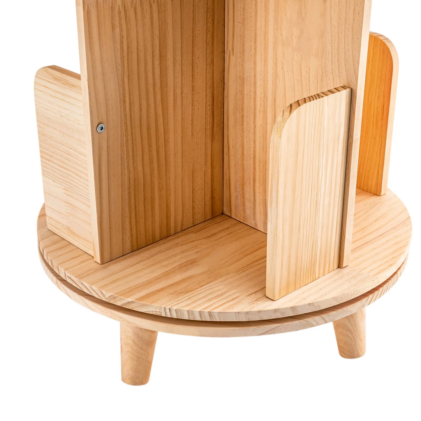 Rotating Bookshelf Pine Wood 2 Tier Display Shelf And Decor