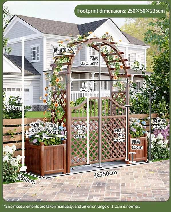 Outdoor Solid Wood Garden Arch Trellis Climbing Vines