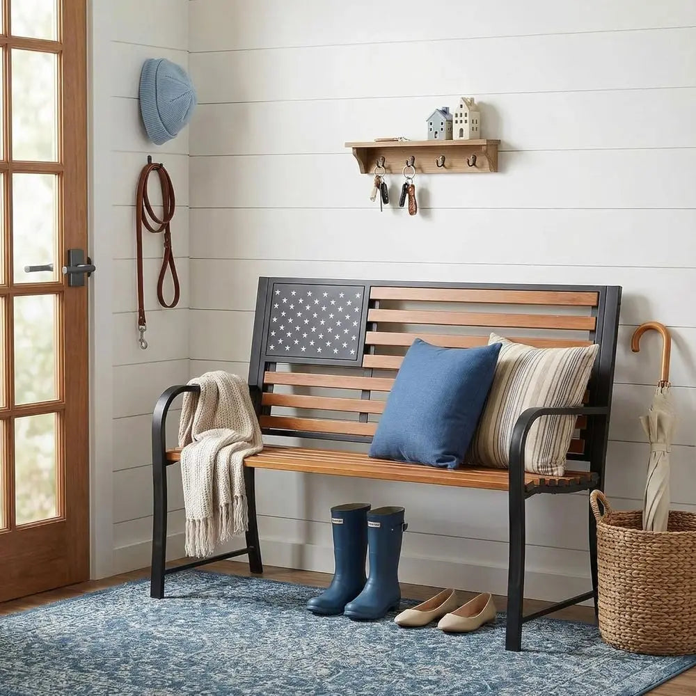 XMSJ Durable Outdoor Garden Bench Cast Iron Arch Legs