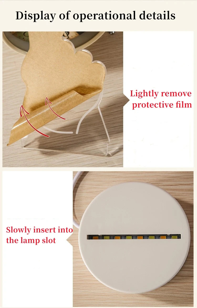 3D Creative Bear Lamp Acrylic USB LED Night Light Decor