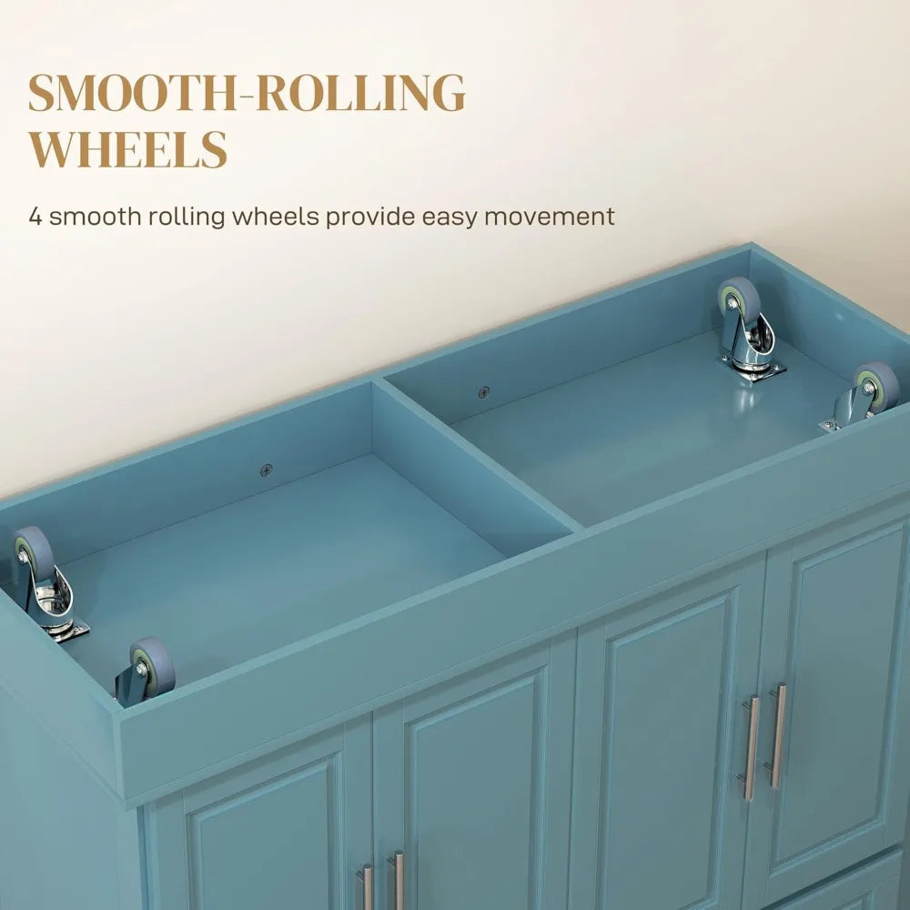 Rolling Kitchen Island Cart With Stainless Steel Top