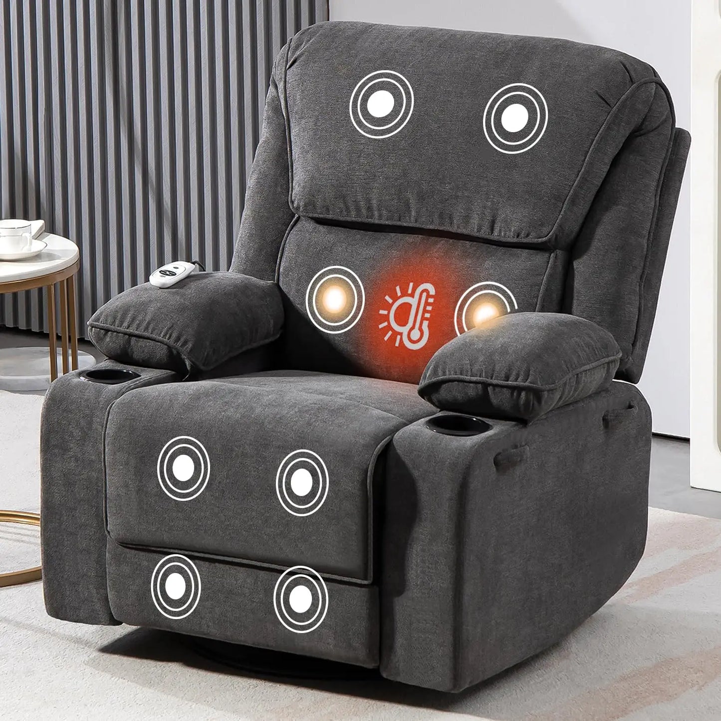 XIAOLANG Rocker Recliner Massage And Heated With Cup Holders