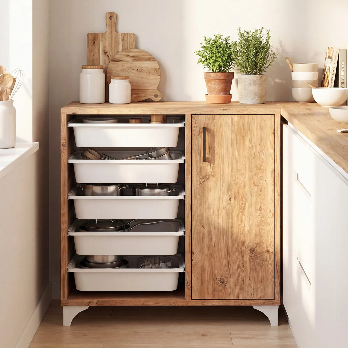 Homasis Wooden Sideboard Cabinet With Spacious Storage Drawers