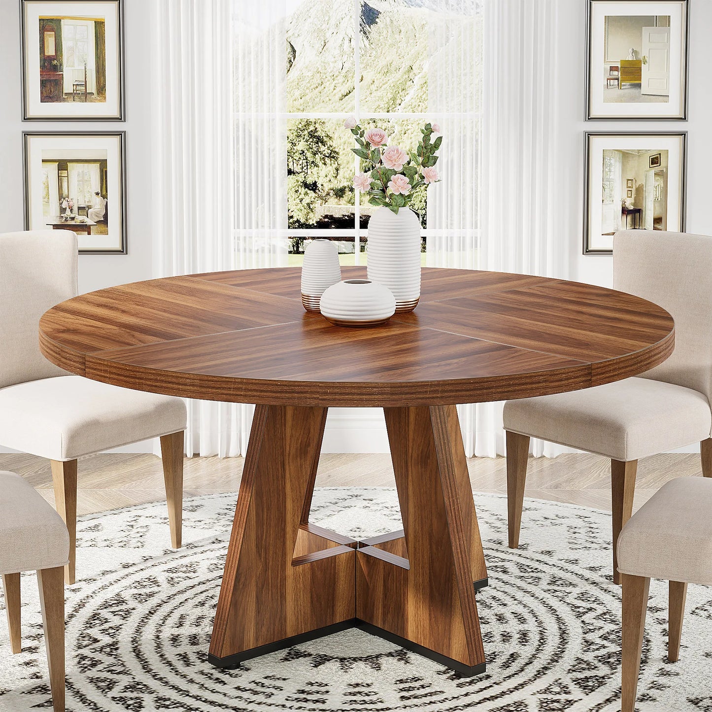 Tribesigns Round Dining Table For 4 Kitchen Dining Room