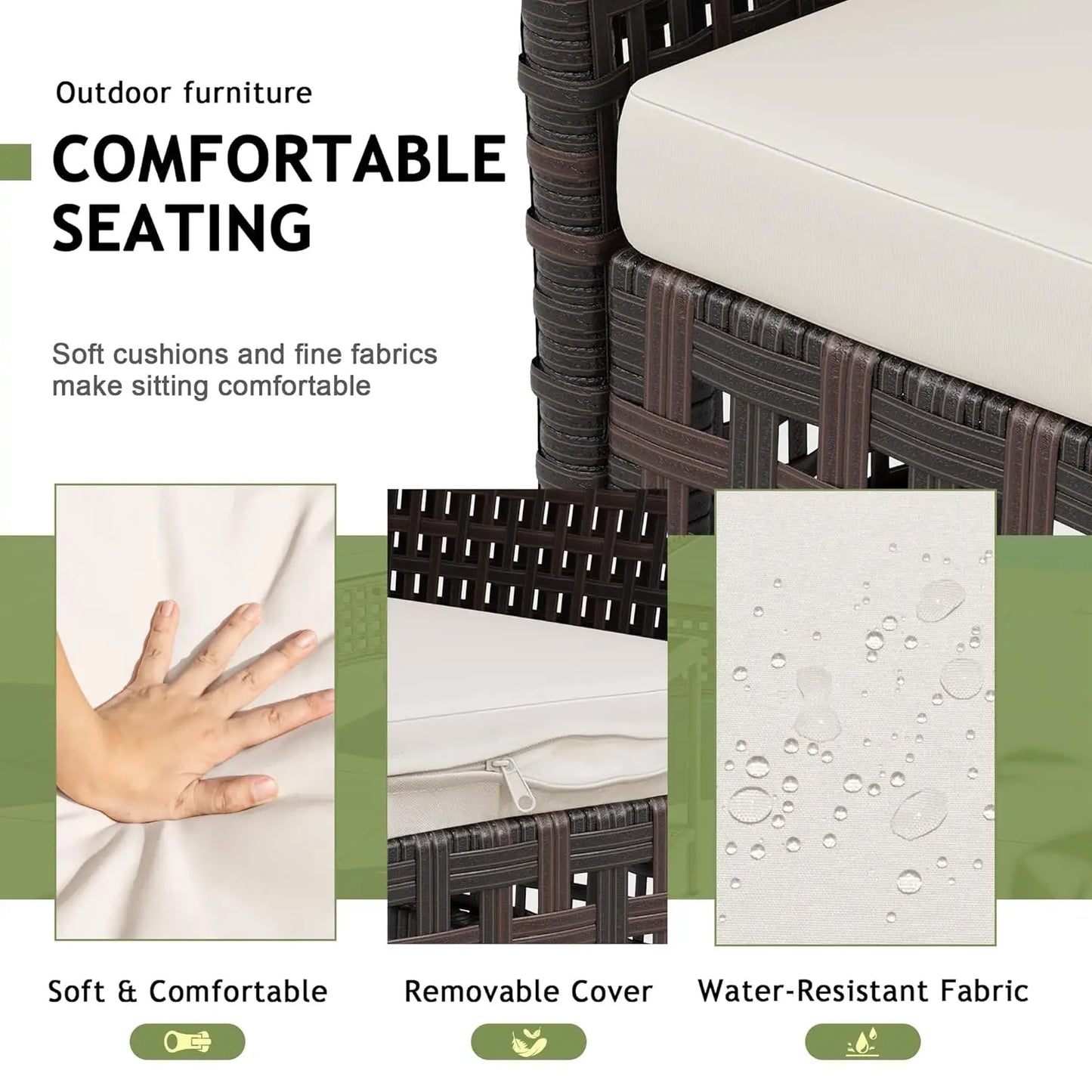 Outdoor Wicker 3 Piece Patio Set Glass Table Weatherproof