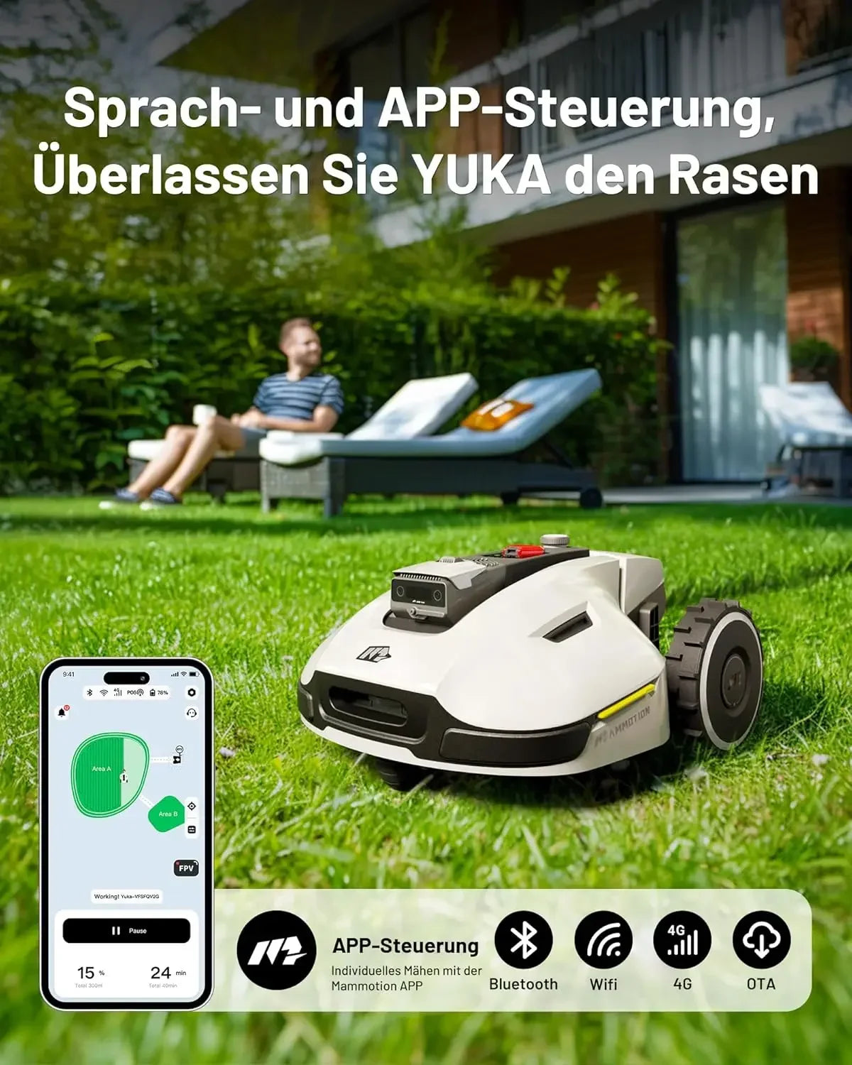 XMSJ 1500 Robot Lawn Mower With 3D Vision RTK Fusion Mapping For Slopes Up To Forty Five Percent