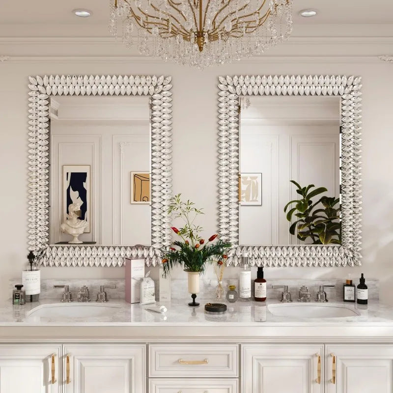 30x40 Jeweled Rectangle Bathroom Wall Mirror Luxury Decorative Vanity Mirror