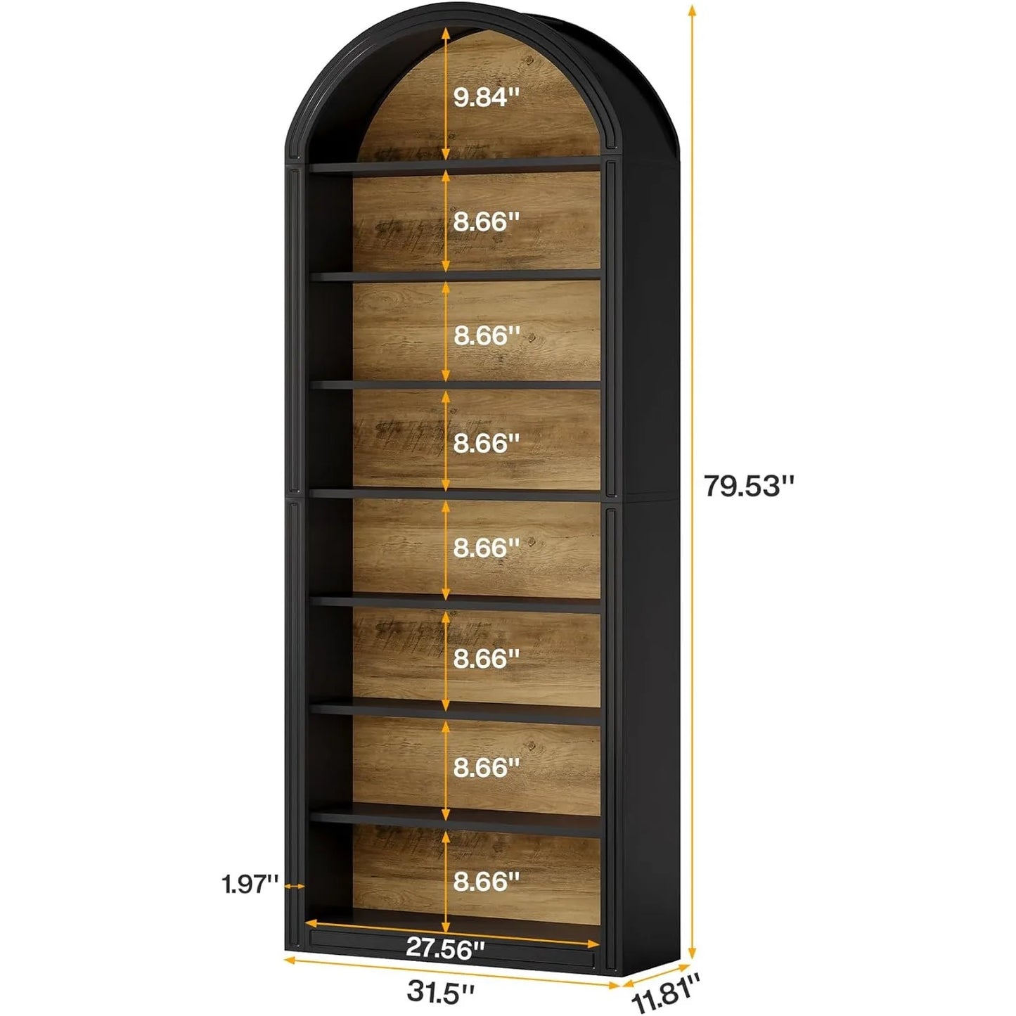 LITTLE TREE Modern Arched Bookcase With Storage Shelving