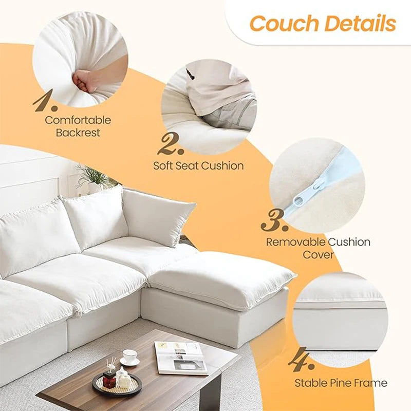 SdorensCN L Shaped Corner Sectional Sofa With Down Fill
