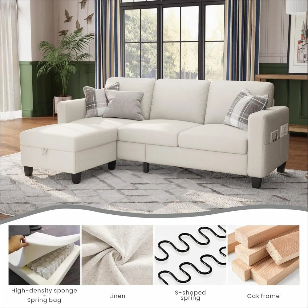 MKDK L Shaped Sectional Sofa With Washable Removable Cover