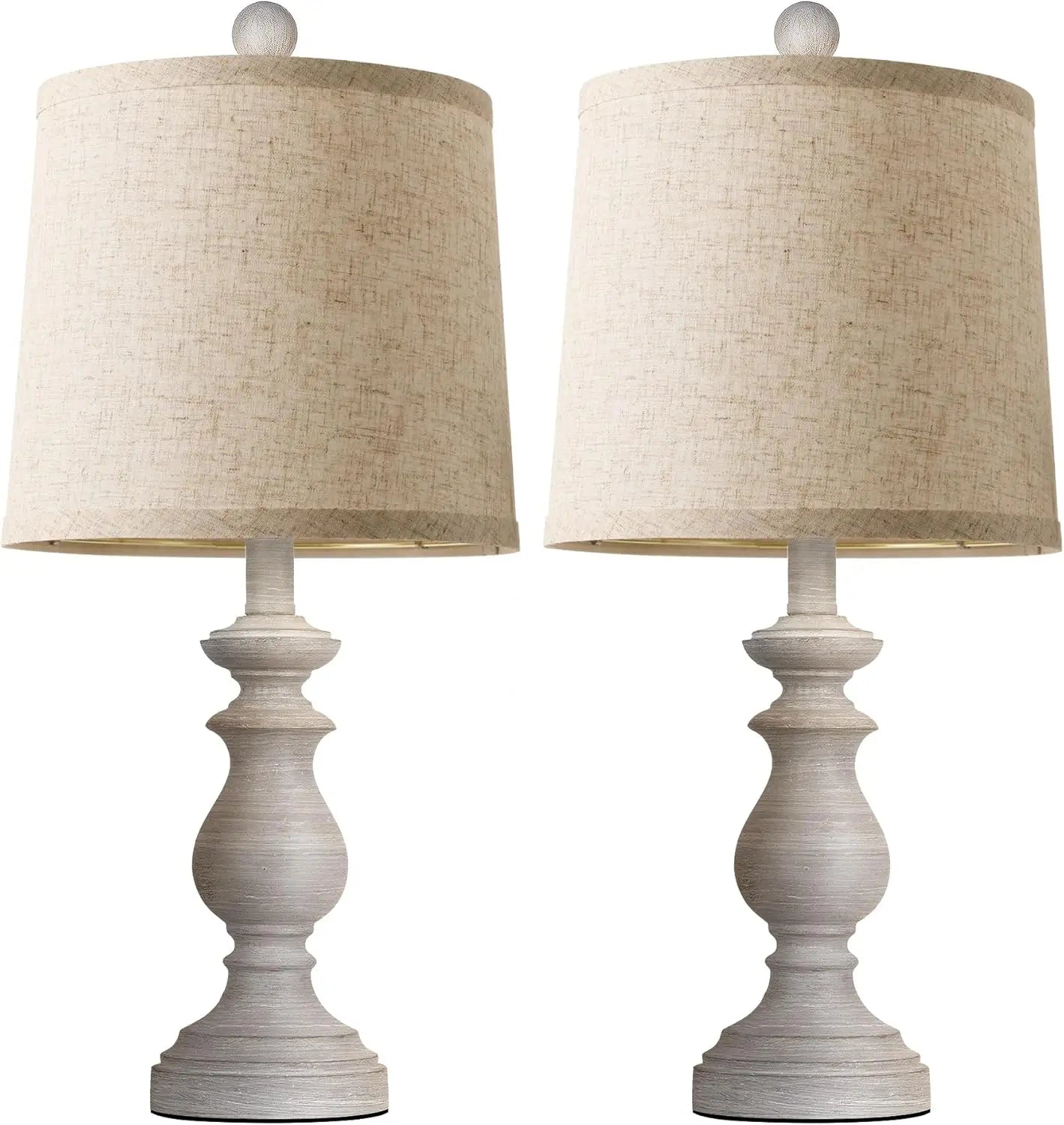 Rustic Farmhouse Table Lamps Set of 2 Linen Shades