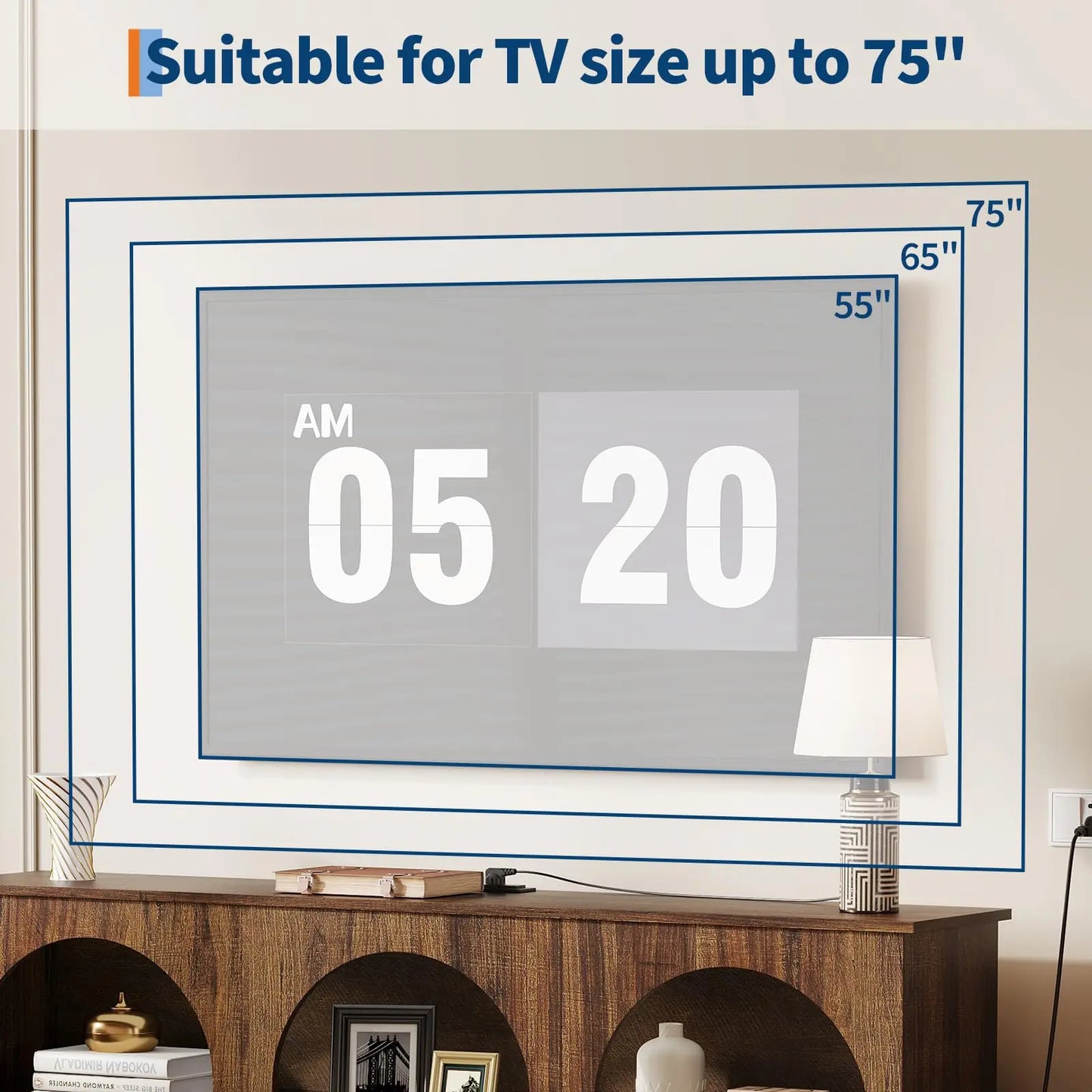 HiMISS Arched TV Stand Console With Power Outlets USB
