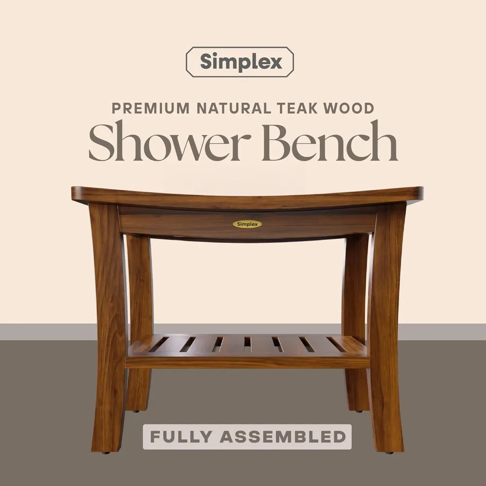 Combination Teak Shower Bench Fully Assembled Spa Seat