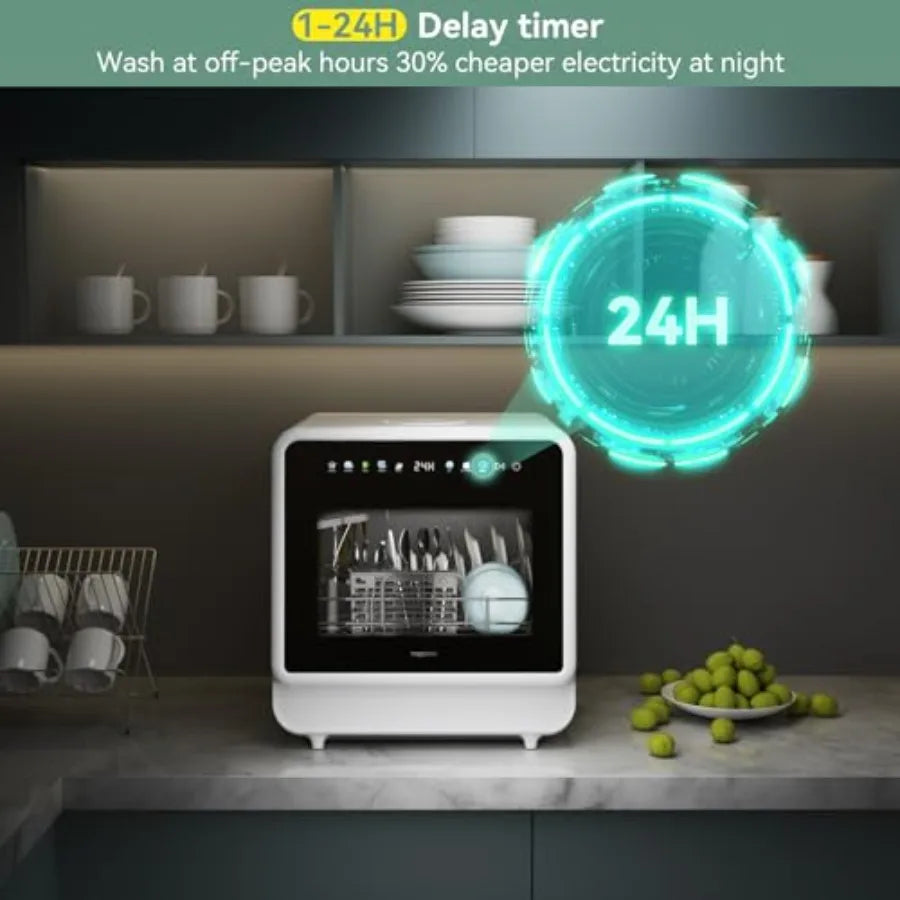 OLOEY Countertop Dishwasher with Wash Programs and Spray Arms