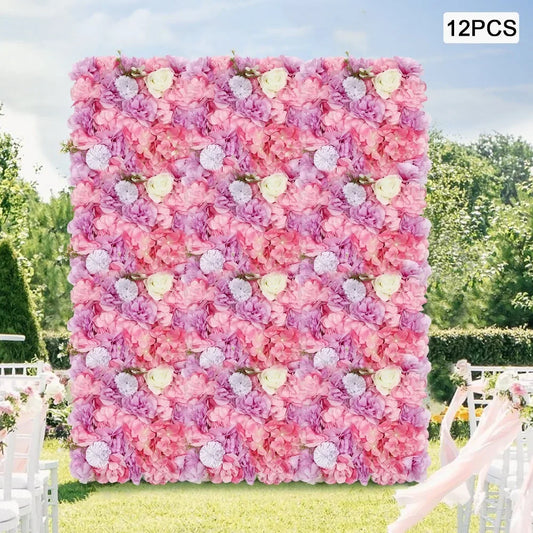 NONECN 12Pcs Flower Wall Panel 3D Backdrop Silk Hydrangea