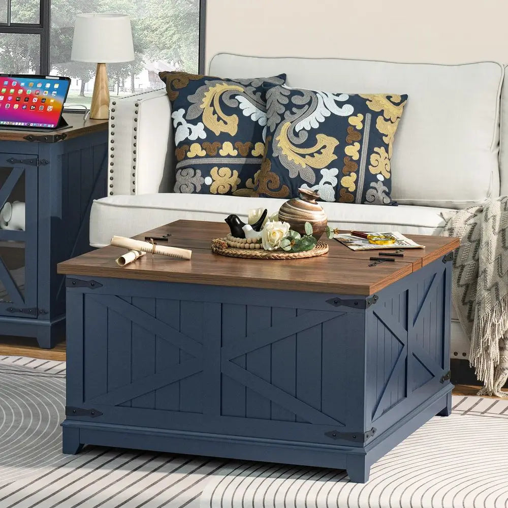 Farmhouse Coffee Table Set of 3 With Hidden Storage