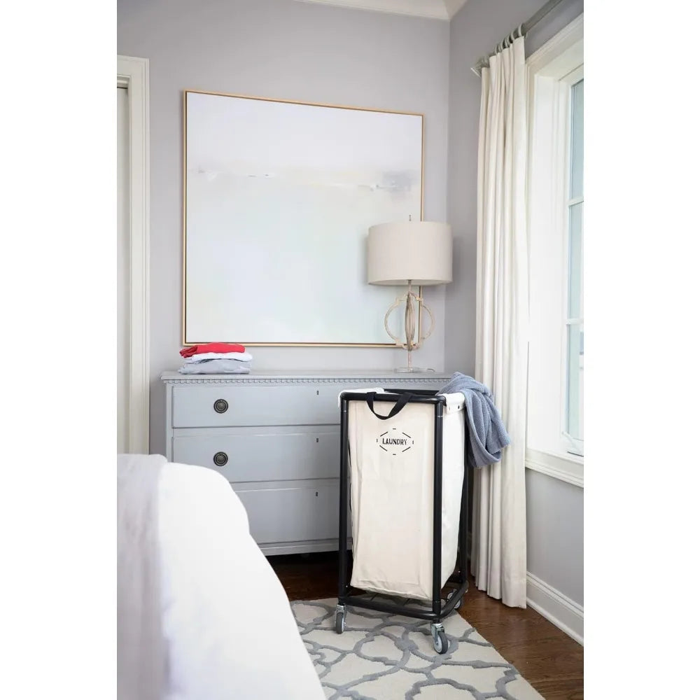 Rolling Laundry Cart With Removable Canvas Basket