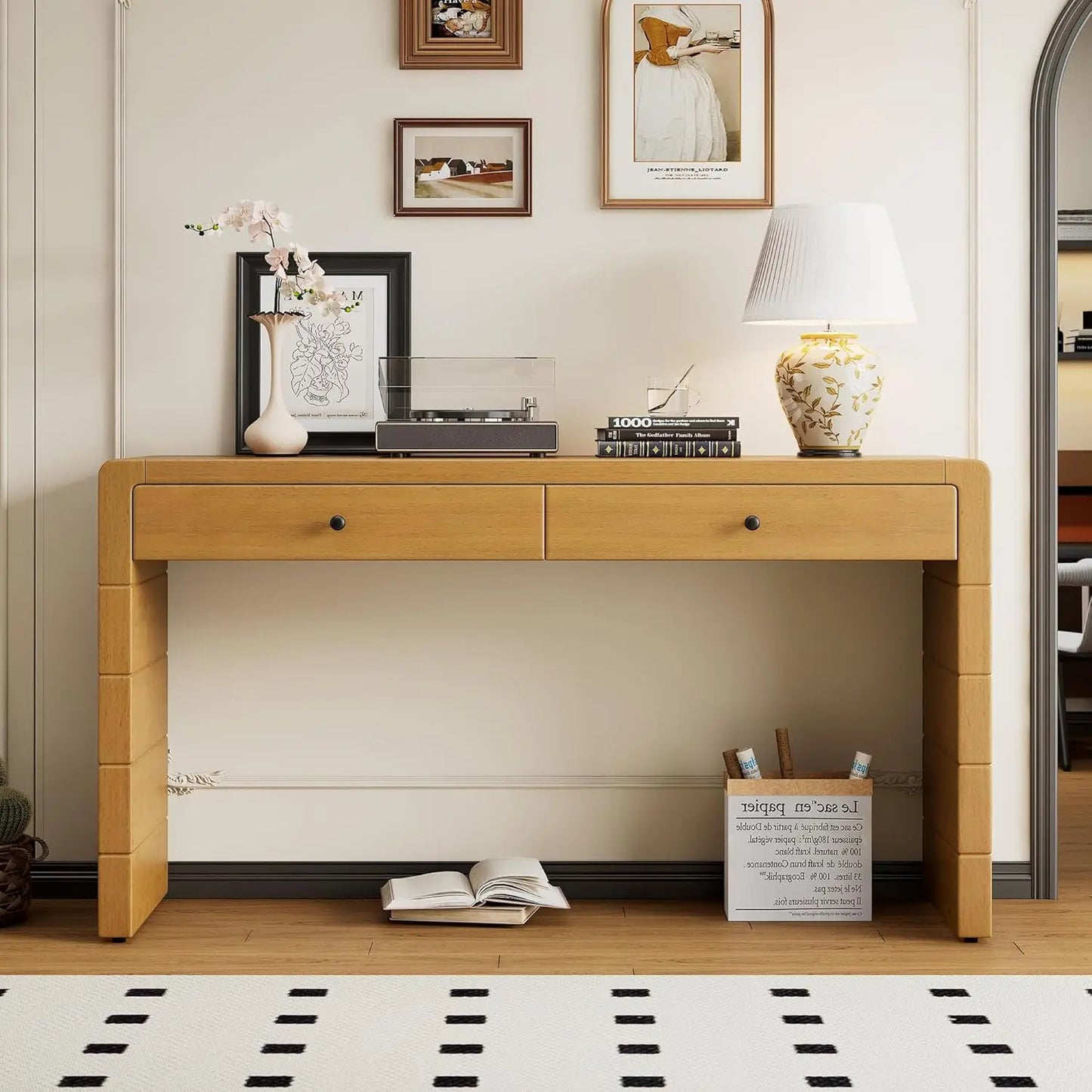 ZHENDAI Elegant Entryway Console Table With Fluted Design