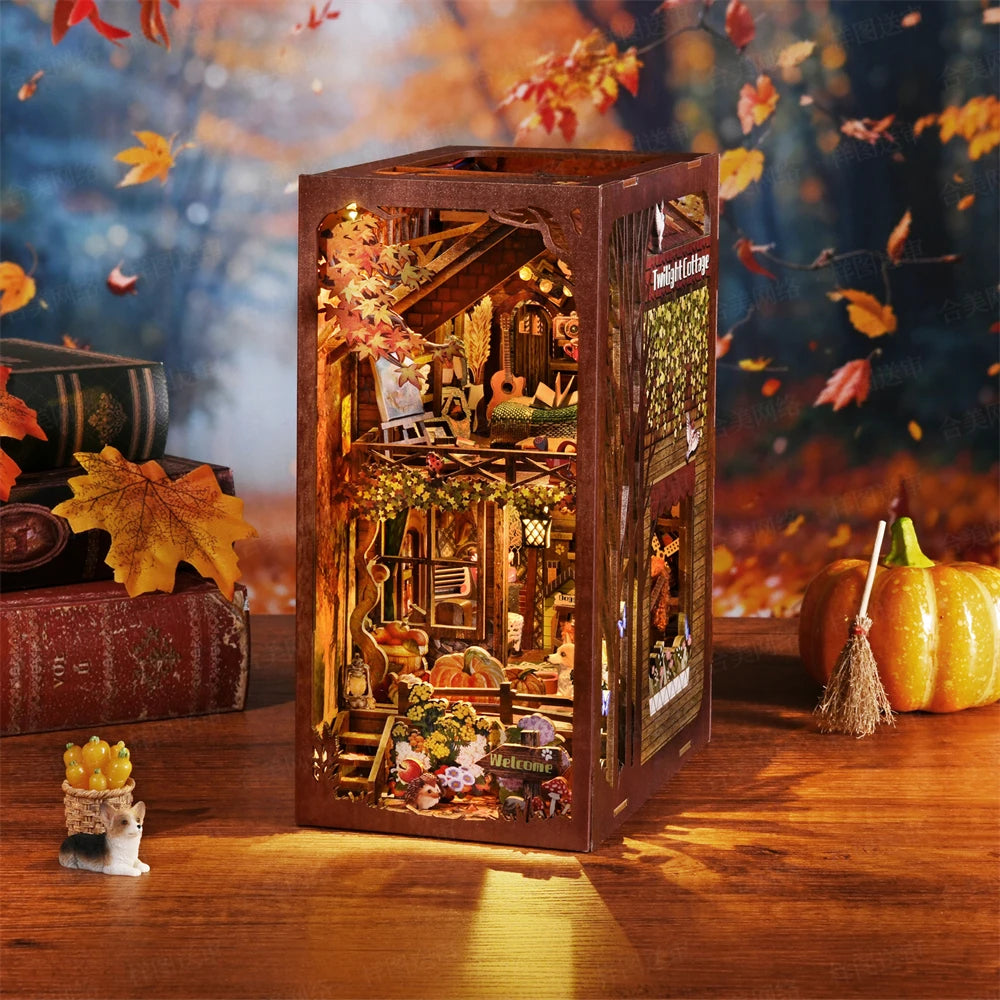 ASLOWSNAIL Book Nook Kit Puppy Family DIY Puzzle Set
