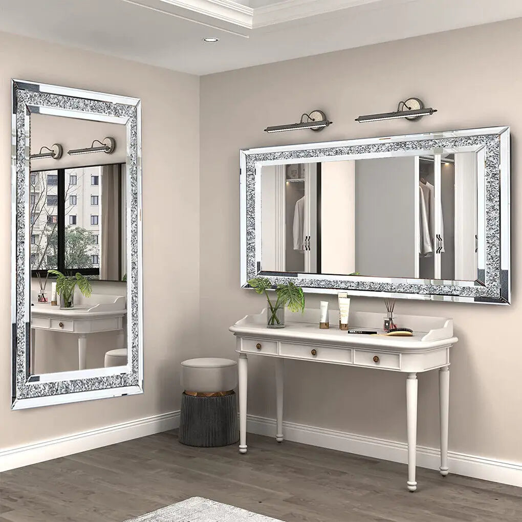 LUVODI Wall Mounted Crystal Rhinestone Dressing Mirror
