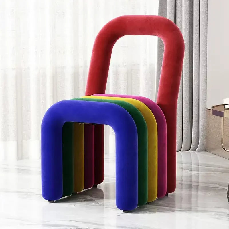 Plush Irregular Velvet Makeup Chair For Girls Bedroom
