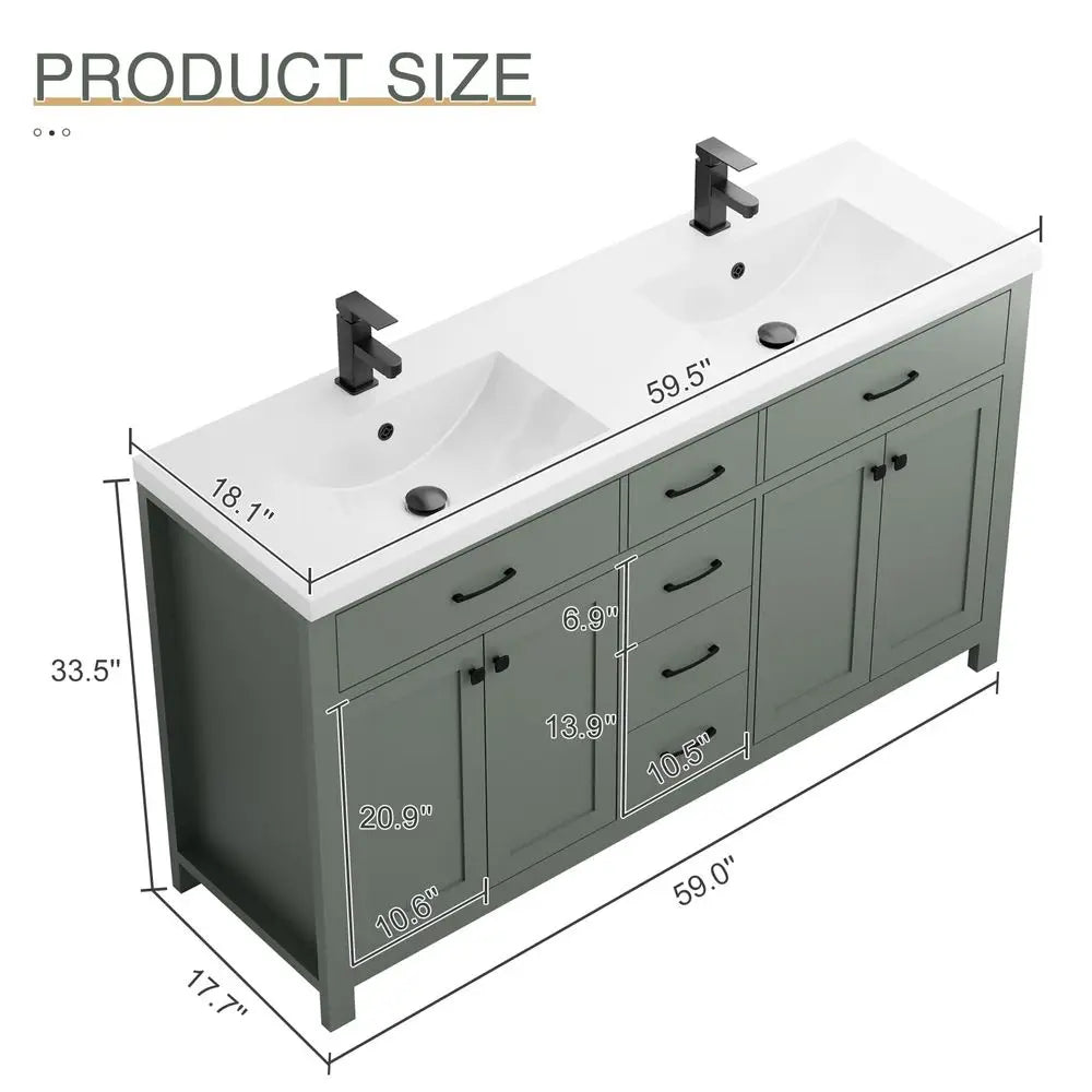 Double Sink Bathroom Vanity Cabinet With Four Doors And Drawers